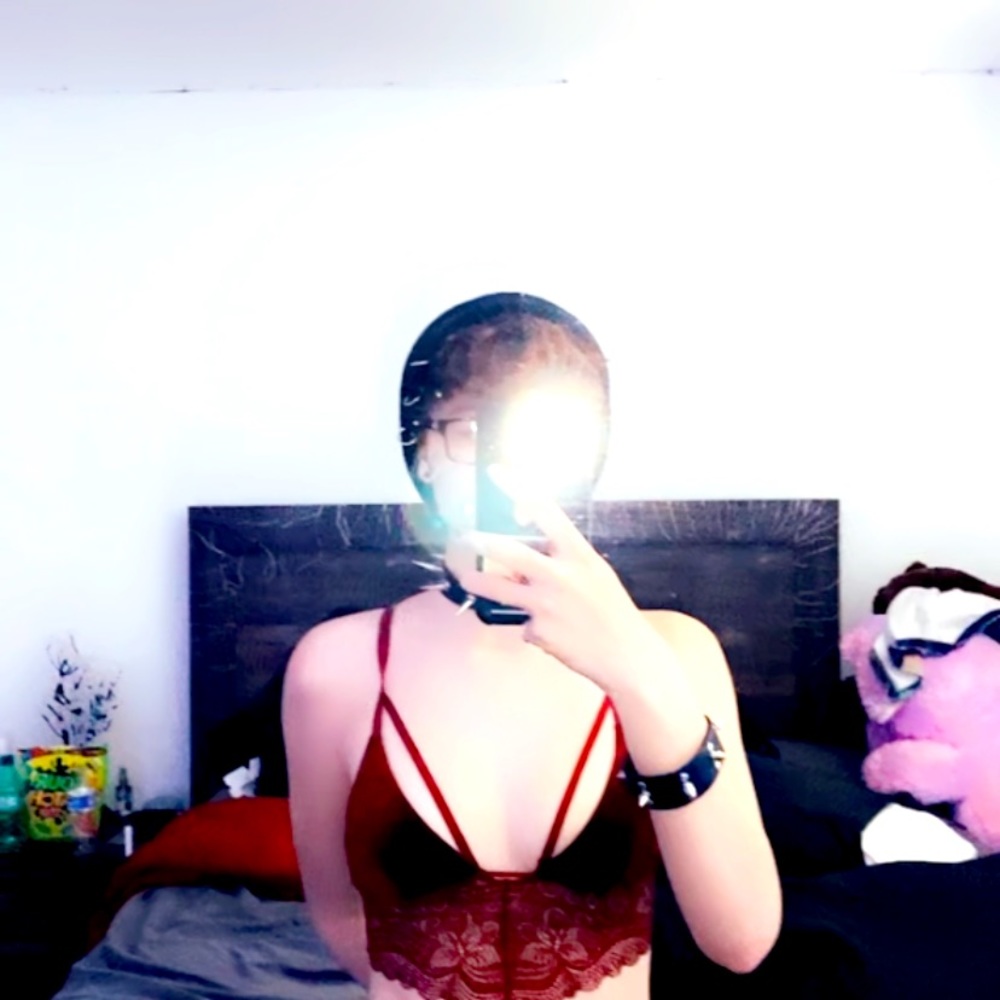 Small red lace crop top